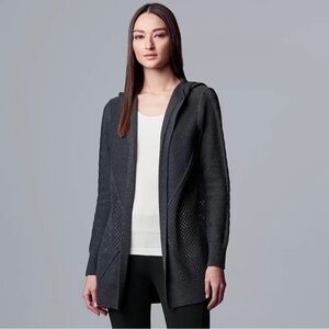 Simply Vera Vera Wang Charcoal Hooded Cardigan Size XS